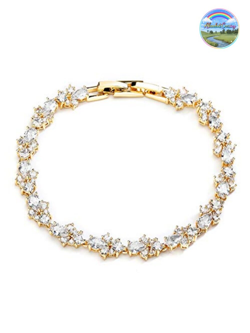 14K Gold Plated CZ Crystal Tennis Bracelet Wedding Jewelry Women